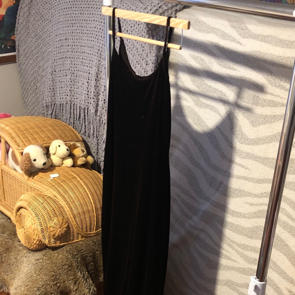 Vintage Jump maxi dark brown velvet dress